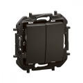 Legrand - Întrerupător dublu de scară nr. 6+6 fără ramă NILOE negru