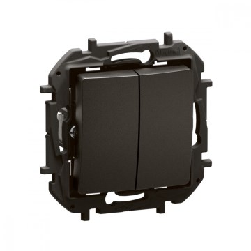 Legrand - Întrerupător dublu de scară nr. 6+6 fără ramă NILOE negru