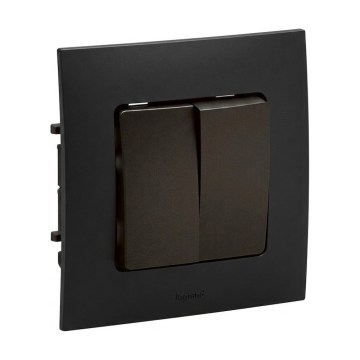 Legrand - Întrerupător dublu în serie nr. 5 cu ramă NILOE, negru
