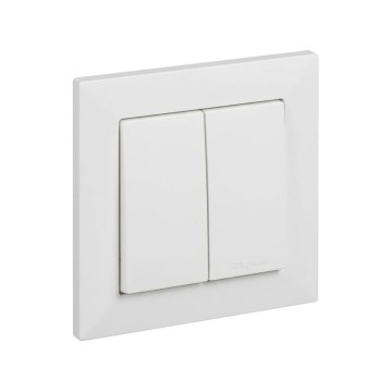 Legrand - Întrerupător dublu nr. 5 cu ramă SUNO albă