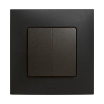 Legrand - Întrerupător dublu pentru scară nr. 6+6 cu ramă NILOE neagră