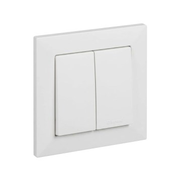 Legrand - Întrerupător dublu pentru scară nr. 6+6 cu ramă SUNO albă
