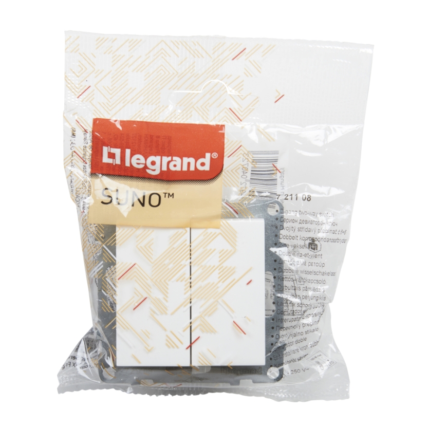 Legrand - Întrerupător dublu pentru scări č. 6+6 fără ramă SUNO alb