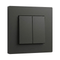 Legrand - Întrerupător dublu pentru scări cu ramă nr. 6+6 NILOE STEP negru