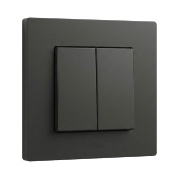 Legrand - Întrerupător dublu pentru scări cu ramă nr. 6+6 NILOE STEP negru
