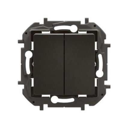 Legrand - Întrerupător dublu pentru scări fără cadru nr. 6+6 NILOE negru