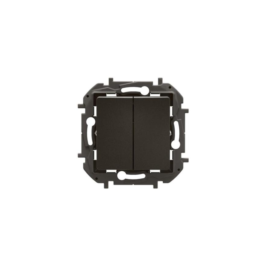 Legrand - Întrerupător dublu pentru scări fără cadru nr. 6+6 NILOE negru