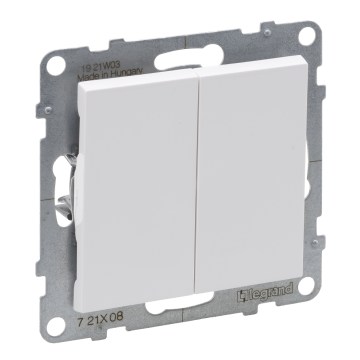 Legrand - Întrerupător dublu pentru scări fără ramă nr. 6+6 SUNO alb