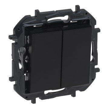 Legrand - Întrerupător dublu pentru scări NILOE STEP, fără ramă, nr. 6+6, negru
