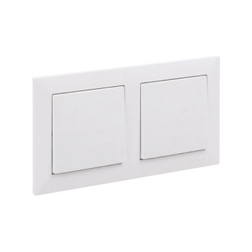 Legrand - Întrerupător dublu unipolar nr. 1 cu ramă SUNO, alb
