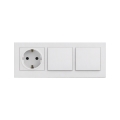 Legrand - Întrerupător dublu unipolar nr. 1 și priză casnică SCHUKO cu ramă NILOE STEP 250V albă
