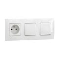Legrand - Întrerupător dublu unipolar nr. 1 și priză de perete cu ramă NILOE 250V albă