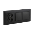 Legrand - Întrerupător dublu unipolar nr. 1 și priză dublă cu ramă NILOE 250V negru