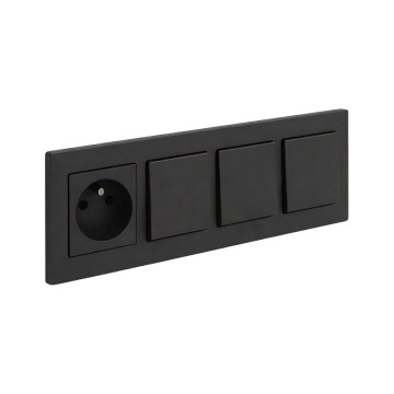 Legrand - Întrerupător triplu unipolar nr. 1 și priză de perete cu ramă NILOE STEP 250V negru