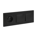 Legrand - Întrerupător unipolar dublu nr. 1 și priză casnică cu ramă NILOE STEP 250V negru