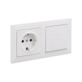 Legrand - Întrerupător unipolar nr. 1 și priză casnică SCHUKO cu ramă SUNO 250V alb