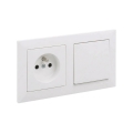Legrand - Întrerupător unipolar nr. 1 și priză de perete cu ramă SUNO 250V, culoare albă