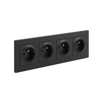 Legrand - Priză casnică cu patru posturi cu ramă NILOE STEP 250V neagră