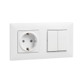 Legrand - Priză casnică SCHUKO și întrerupător dublu în serie nr. 5 cu ramă NILOE STEP 250 V alb