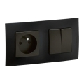 Legrand - Priză casnică și întrerupător dublu nr. 5 cu ramă NILOE 250V, negru