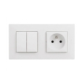 Legrand - Priză casnică și întrerupător dublu seriat nr. 5 cu ramă NILOE STEP 250V albă