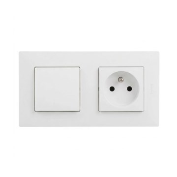 Legrand - Priză casnică și întrerupător unipolar nr. 1 cu ramă NILOE STEP 250V albă