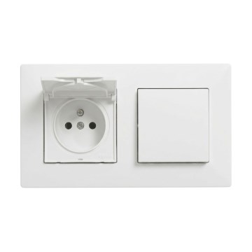 Legrand - Priză casnică și întrerupător unipolar nr. 1 cu ramă NILOE STEP 250V albă