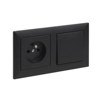 Legrand - Priză casnică și întrerupător unipolar nr. 1 cu ramă SUNO 250V negru