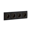 Legrand - Priză cvadruplă pentru uz casnic cu ramă NILOE 250V neagră