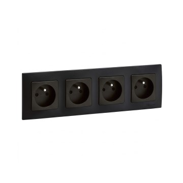 Legrand - Priză cvadruplă pentru uz casnic cu ramă NILOE 250V neagră