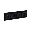 Legrand - Priză de exterior pentru uz casnic cu 4 posturi cu ramă NILOE STEP 250V IP44 neagră