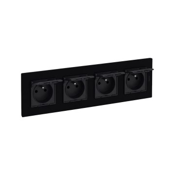 Legrand - Priză de exterior pentru uz casnic cu 4 posturi cu ramă NILOE STEP 250V IP44 neagră