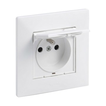 Legrand - Priză de exterior pentru uz casnic cu ramă NILOE STEP 250V IP44 albă