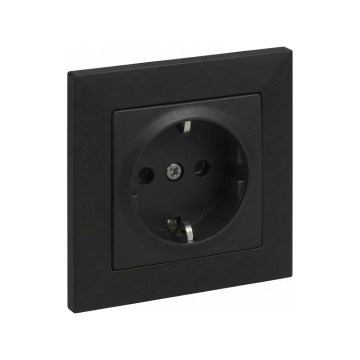 Legrand - Priză de perete SCHUKO cu ramă SUNO, 250 V, neagră