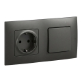 Legrand - Priză de perete SCHUKO și întrerupător unipolar nr. 1 cu ramă NILOE 250V negru