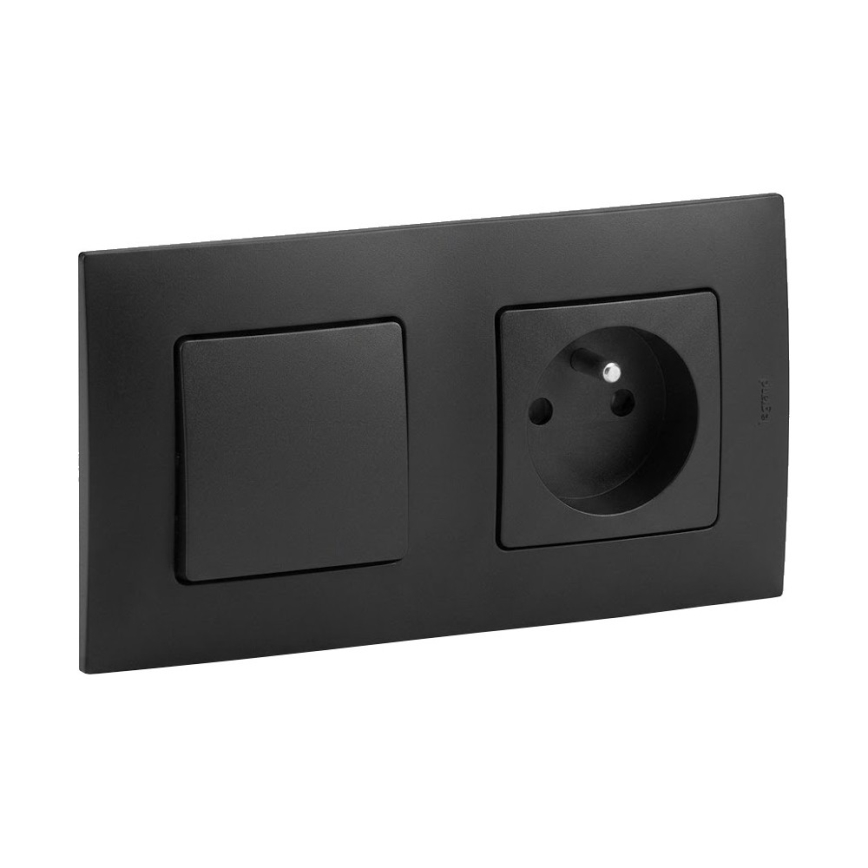 Legrand - Priză de perete și întrerupător unipolar nr. 1 cu ramă NILOE 250V, negru