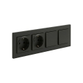 Legrand - Priză dublă casnică SCHUKO și întrerupător dublu unipolar nr. 1 cu ramă NILOE STEP 250V negru