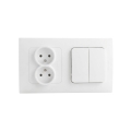 Legrand - Priză dublă casnică și întrerupător dublu în serie nr. 5 cu ramă NILOE STEP 250V albă