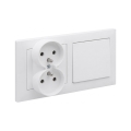 Legrand - Priză dublă casnică și întrerupător unipolar nr. 1 cu ramă SUNO 250V alb