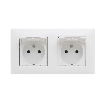 Legrand - Priză dublă de exterior pentru locuință cu ramă NILOE STEP 250V IP44 albă