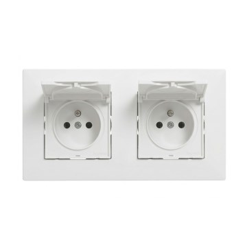 Legrand - Priză dublă de exterior pentru locuință cu ramă NILOE STEP 250V IP44 albă