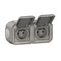 Legrand - Priză dublă de exterior PLEXO 250V IP55 gri