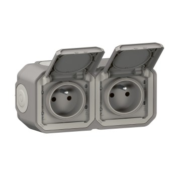 Legrand - Priză dublă de exterior PLEXO 250V IP55 gri