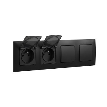 Legrand - Priză dublă de exterior și întrerupător dublu unipolar nr. 1 NILOE 250V negru