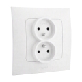 Legrand - Priză dublă de perete cu ramă NILOE 250V albă