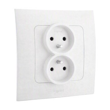 Legrand - Priză dublă de perete cu ramă NILOE 250V albă