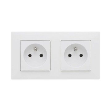 Legrand - Priză dublă de perete cu ramă NILOE STEP 250V albă