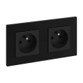 Legrand - Priză dublă de perete cu ramă NILOE STEP 250V neagră