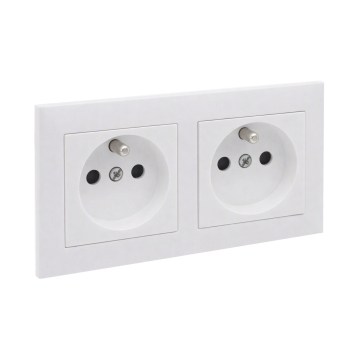 Legrand - Priză dublă de perete cu ramă SUNO 250V albă