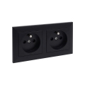 Legrand - Priză dublă de perete cu ramă SUNO 250V neagră